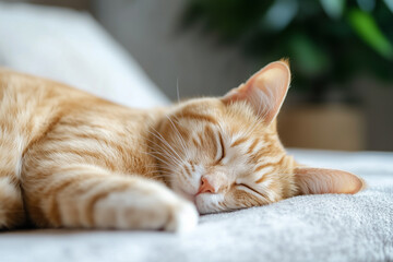 Sleeping Cat Close-Up Background