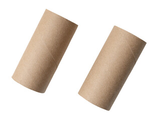 Top view set of tissue paper cores or napkin in strange shape after use in toilet or restroom isolated with clipping path in png file format