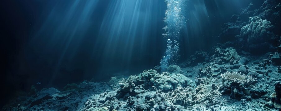 Deep-sea hydrothermal vents surrounded by unique organisms, 4K hyperrealistic photo