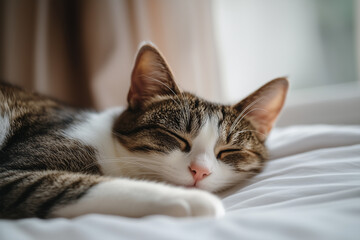 Sleeping Cat Close-Up Background