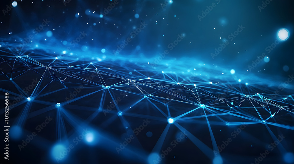 Poster digital blue network connection. abstract pattern with dots and lines. futuristic modern background.
