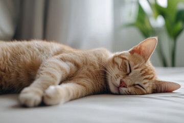 Sleeping Cat Close-Up Background