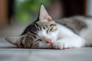 Fototapeta premium Sleeping Cat Close-Up Background
