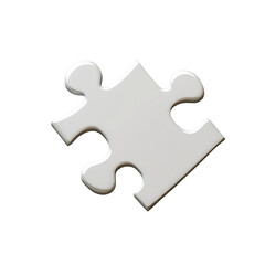 Obraz premium single white puzzle piece symbolizes unity and problem solving isolated on a white background, transparent background.