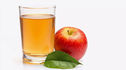 Apple juice glass isolated on white background with clipping path 
