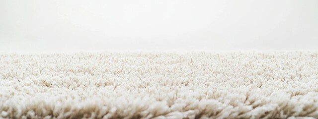 plush carpet in neutral beige tones, spread flat against a white background.