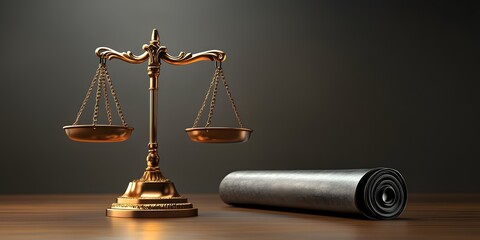 Justice scales with Constitution, plain background. Legal Services Day