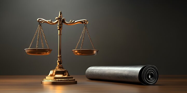 Justice scales with Constitution, plain background. Legal Services Day