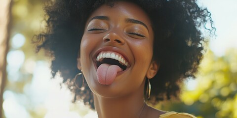 Woman Smiling with Tongue Out