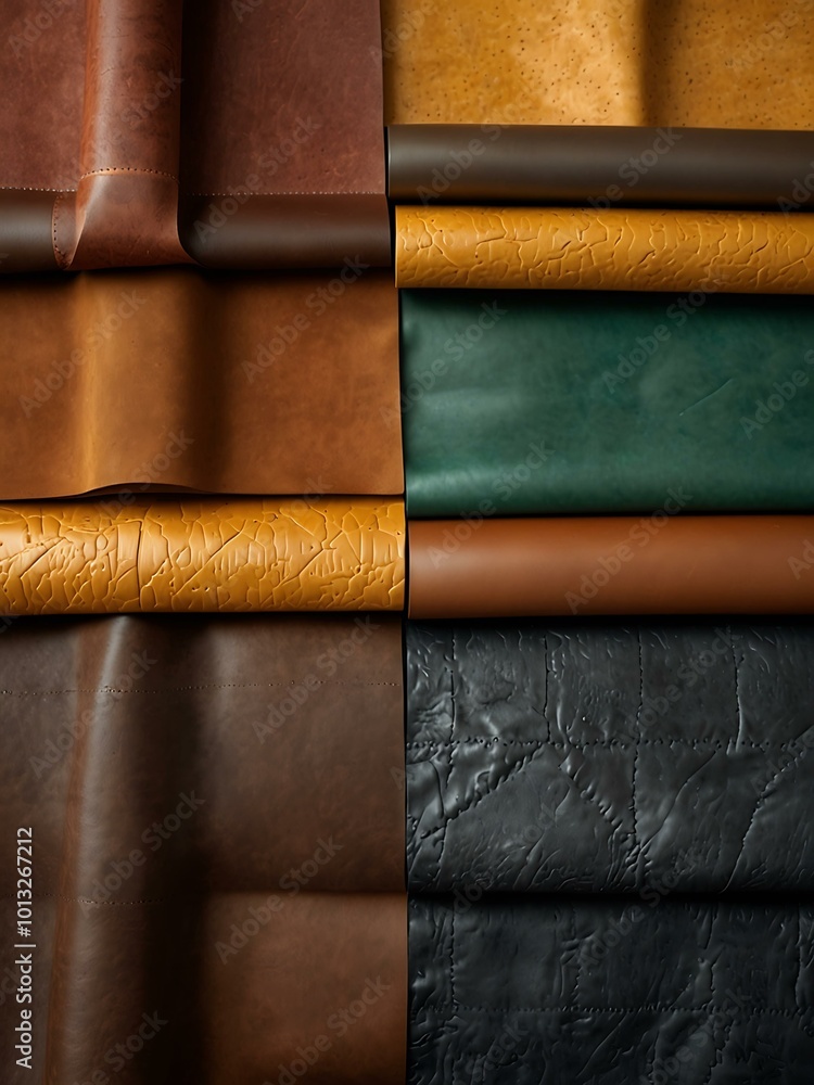 Poster various leather textures and patterns on display.