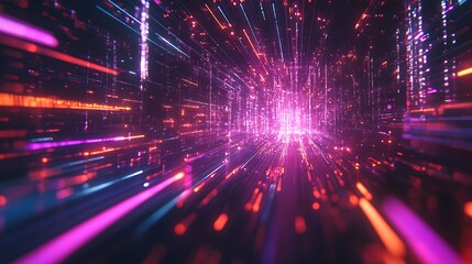 Fototapeta premium A futuristic abstract background featuring neon blue and pink lighting.