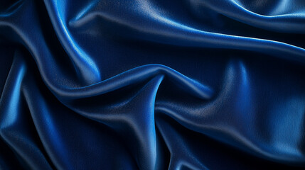Fototapeta premium Smooth Flowing Blue Satin Fabric With Elegant Folds And Subtle Sheen