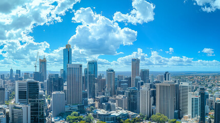 Obraz premium Aerial View of City Skyline with Skyscrapers and Buildings