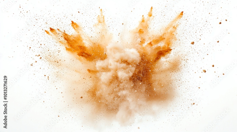 Poster abstract dust particle texture on white background, featuring a blend of fine grains and dirt overla