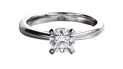 Diamond engagement ring isolated on transparent background, PNG