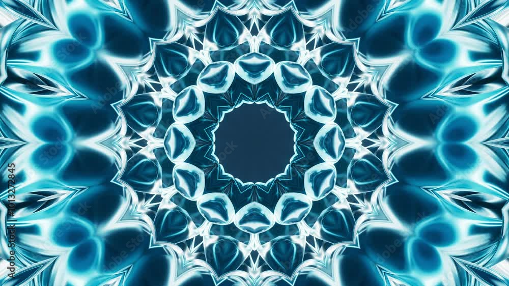 Poster abstract glowing neon kaleidoscope pattern, 3d rendering.
