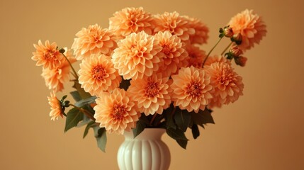 Obraz premium White vase with orange flowers