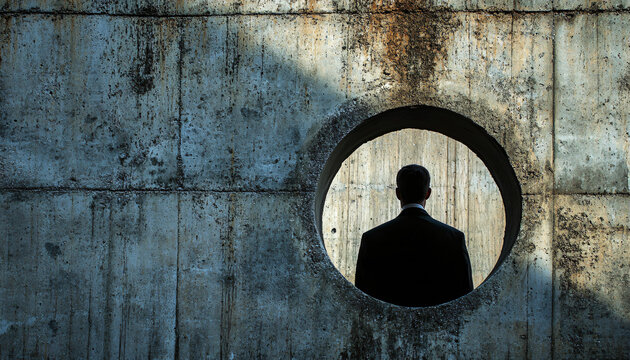 Position the camera to shoot through a large keyhole, where the person on the other side is framed, giving the photo a voyeuristic or secretive perspective