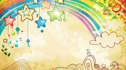 Cute Cartoon Rainbow Background for Children's Day - a delightful and colorful visual. The cute cartoon rainbow backdrop is perfect for celebrating Children's Day