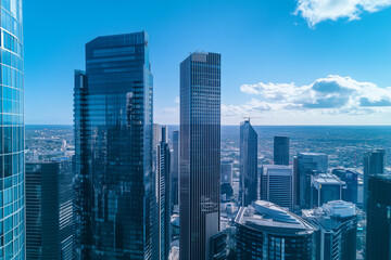 Obraz premium Aerial View of City Skyline with Skyscrapers and Buildings