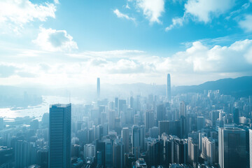 Fototapeta premium Aerial View of City Skyline with Skyscrapers and Buildings