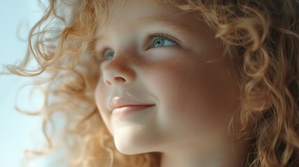 Naklejka premium Child with Curly Hair Close-Up