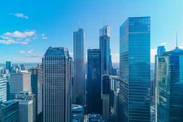 Fototapeta premium Aerial View of City Skyline with Skyscrapers and Buildings