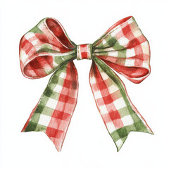 festive red and green gingham bow adds cheerful touch to holiday decor