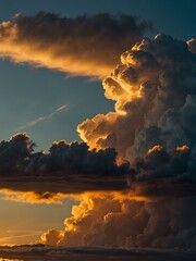 Sunrise illuminating the clouds.