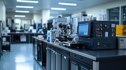 Modern laboratory workspace with advanced equipment