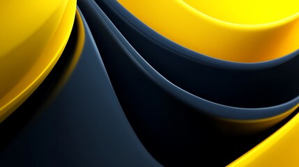 Abstract Swirling Design in Black and Yellow