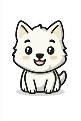 Adorable cute wolf icon character sitting happily on a white background