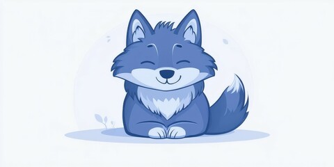 Adorable cartoon-style wolf icon resting peacefully on a light background