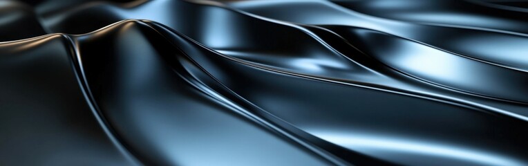 Fototapeta premium Futuristic metallic surface showcasing smooth folds and reflections