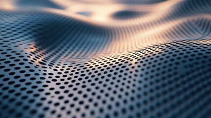 Obraz premium Futuristic metal surface with intricate patterns under soft lighting