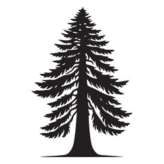 Obraz premium Redwood Tree Vector illustration in black and white - Sequoioideae Plant Silhouette Design 