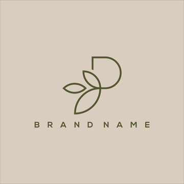 line art initial P nature leaf logo vector