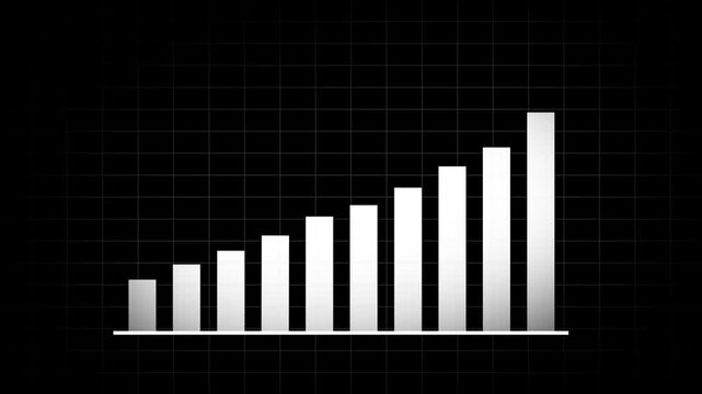 Abstract decreasing white color business graph chart animation on black background