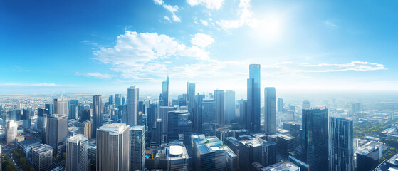 Naklejka premium Aerial View of City Skyline with Skyscrapers and Buildings