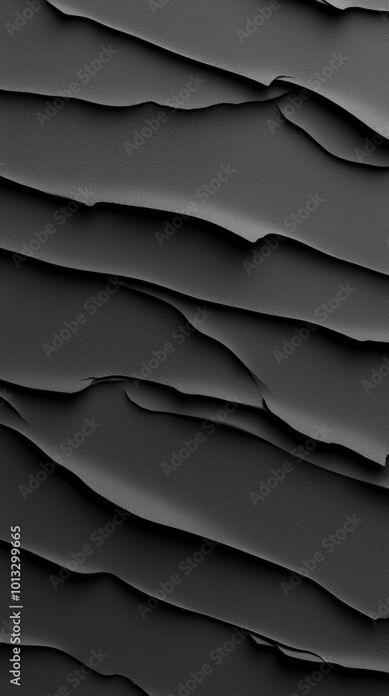 Poster abstract black texture with layered, wavy surfaces creating a dynamic, flowing pattern.