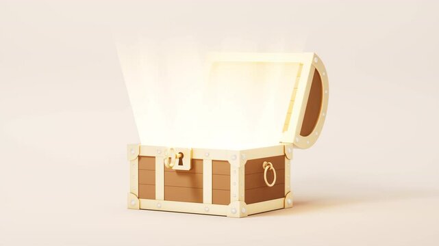 Opened retro treasure box and gift box, 3d rendering.