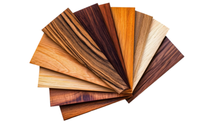 Wood Veneer Samples on White Background for Interior Design Selection