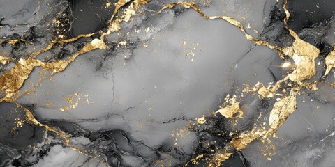 Fototapeta premium Black and white marble with gold paint