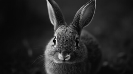 Obraz premium Black and White Rabbit