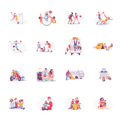 Collection of Sports And Camping Flat Illustrations 

