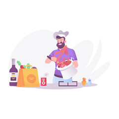 A flat style illustration of christmas cooking 