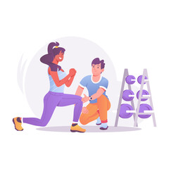 Woman gym illustration in flat style 