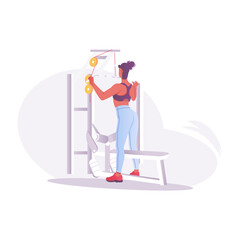 Woman gym illustration in flat style 