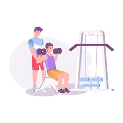 Gym trainer illustration in flat style 