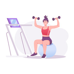 Woman gym illustration in flat style 